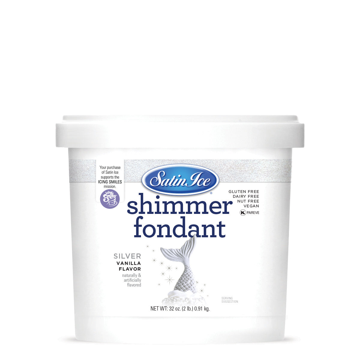 2lbs Silver Shimmer, Satin Ice Fondant