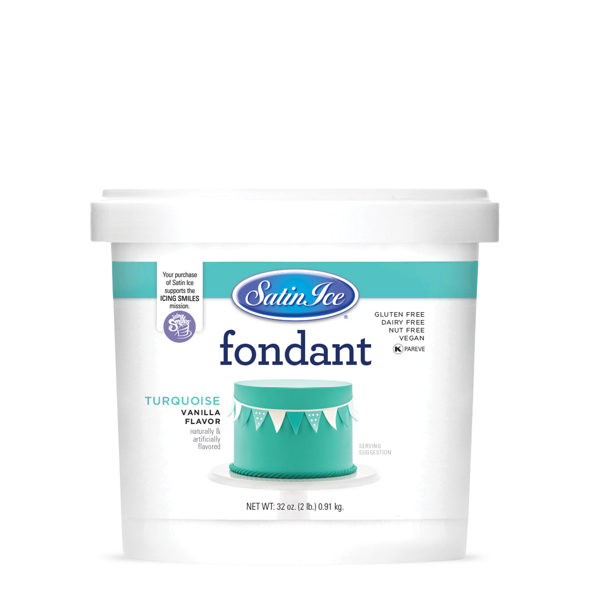 2lbs Turquoise, Satin Ice Fondant