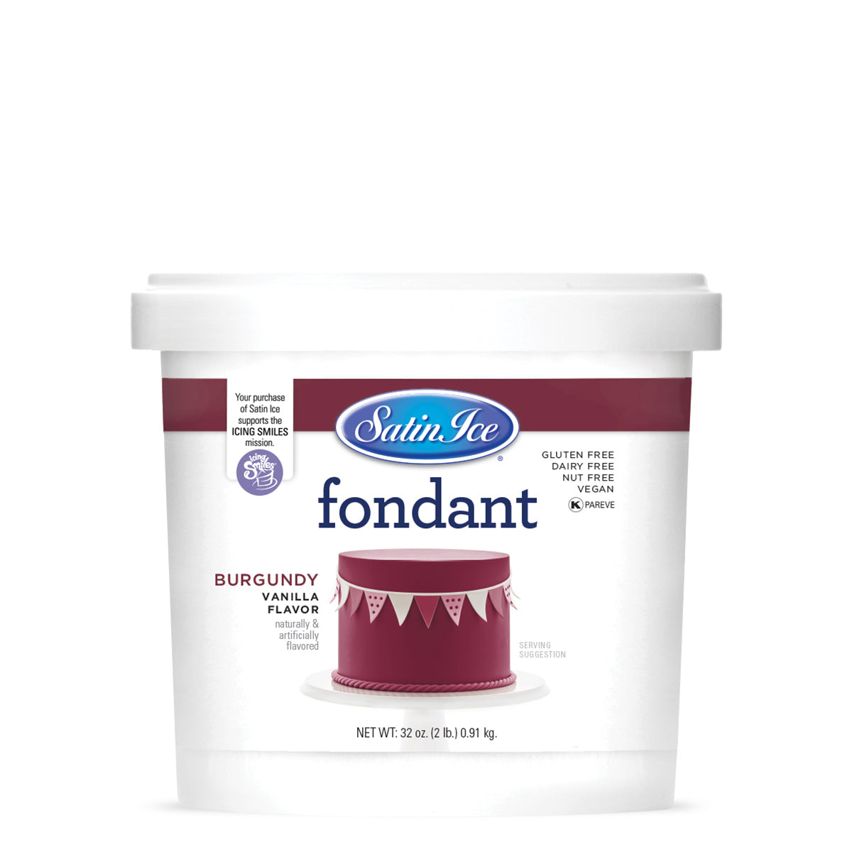 2lbs Burgundy, Satin Ice Fondant