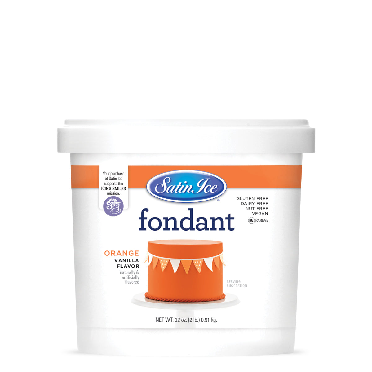 2lbs Orange, Satin Ice Fondant
