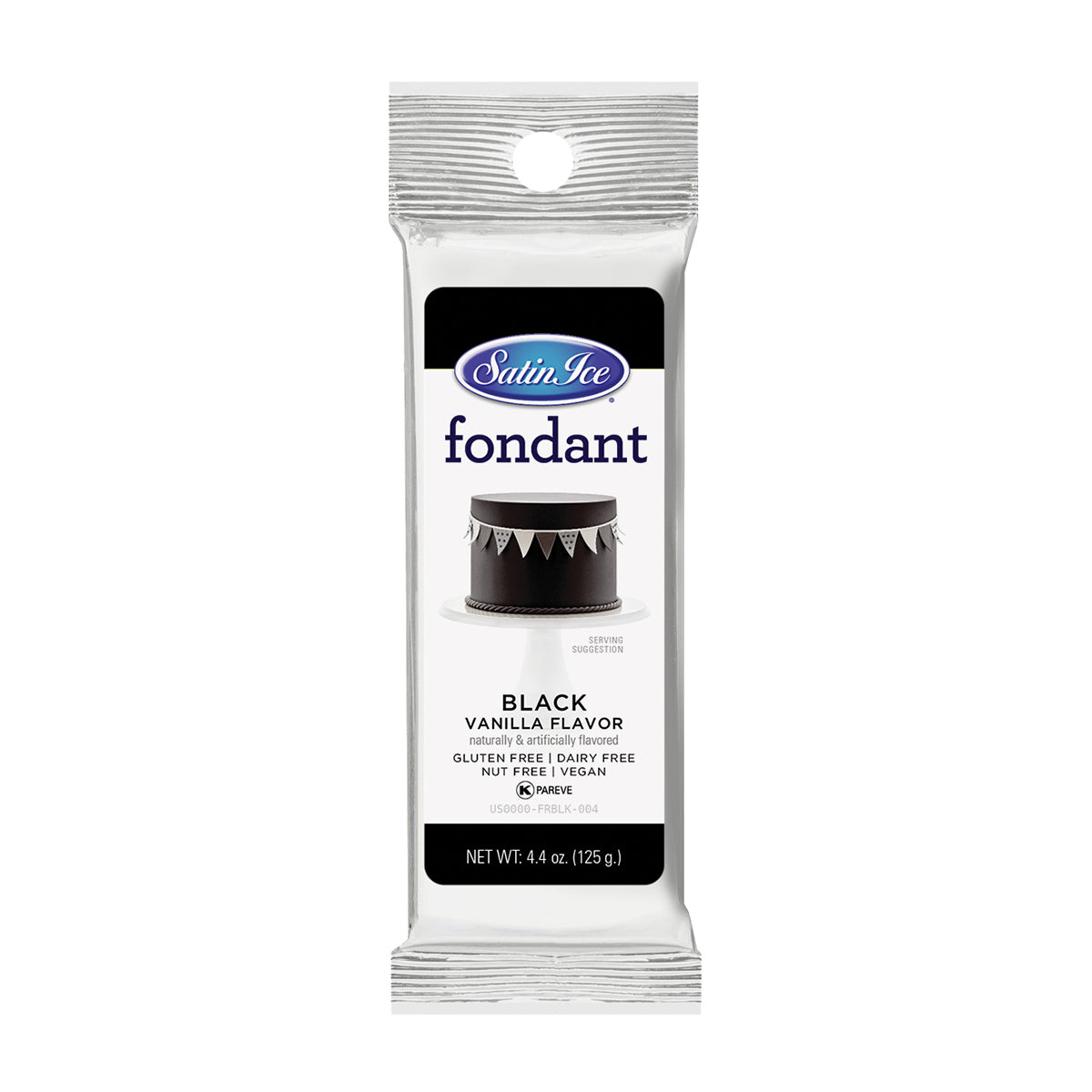4.4oz Black, Satin Ice Fondant