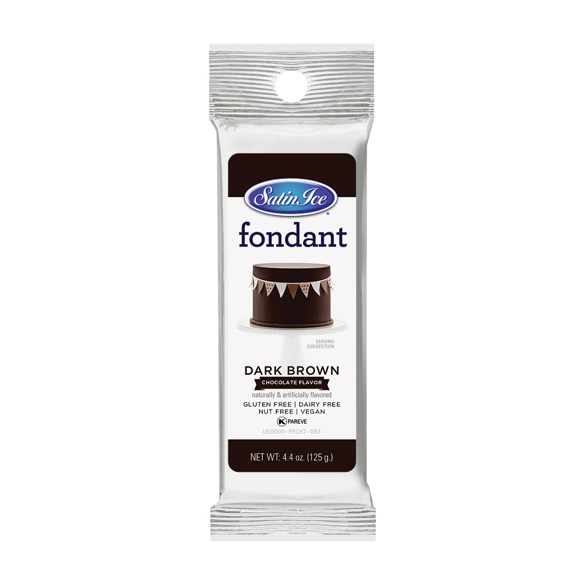 4.4oz Dark Brown Chocolate, Satin Ice Fondant