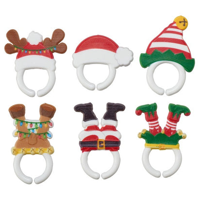Whimsical Hats and Feet Christmas Cupcake Rings - 12 Rings