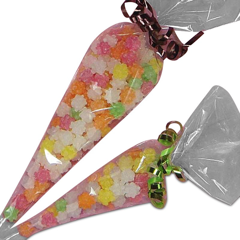 17x7.5 Inch Cone-Shaped, Cellophane Treat Bags | 25 Pack