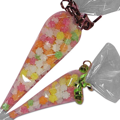 17x7.5 Inch Cone-Shaped, Cellophane Treat Bags | 25 Pack