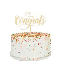 Congrats Cake Topper with a Gold Mirror Finish