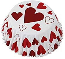 Heart, Foil Lined, Standard Sized Baking Cups - 30 Baking Cups