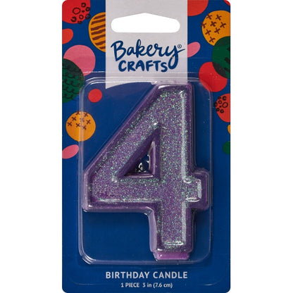 Glitter Number Candle - 4 - Purple