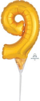 Air Filled, Gold Number 9 Cake Pick