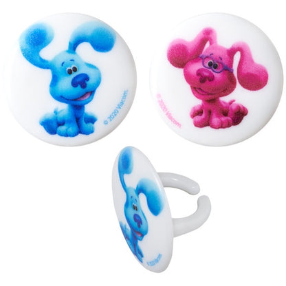 Blue's Clues Blue and Magenta Cupcake Rings - 12 Cupcake Rings