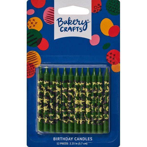 Green Camo Birthday Candles - 12pc