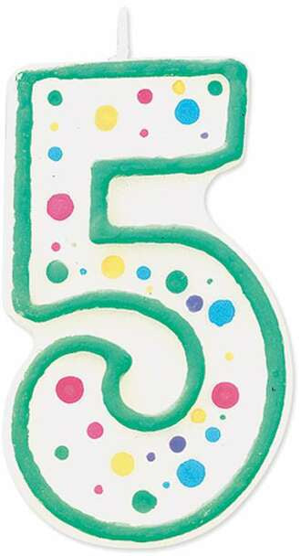 Number Candle - 5 - Green Polka Dot