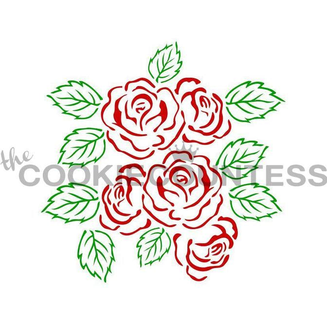 2 Piece Rose and Leaves Stencil Set
