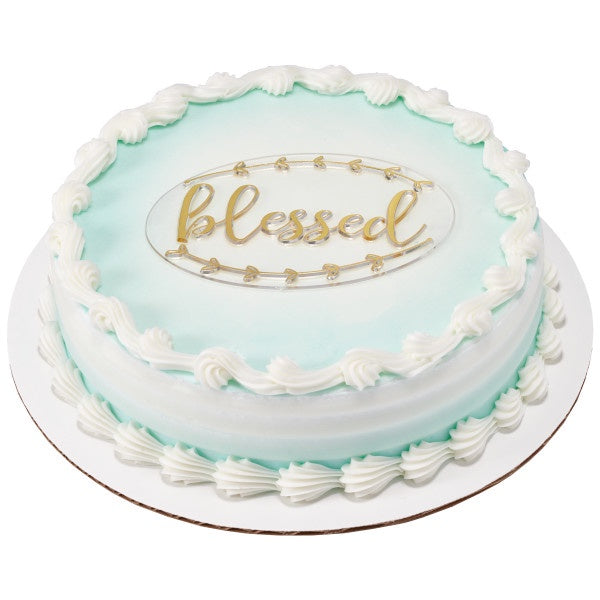 Gold "Blessed" Cake Layon