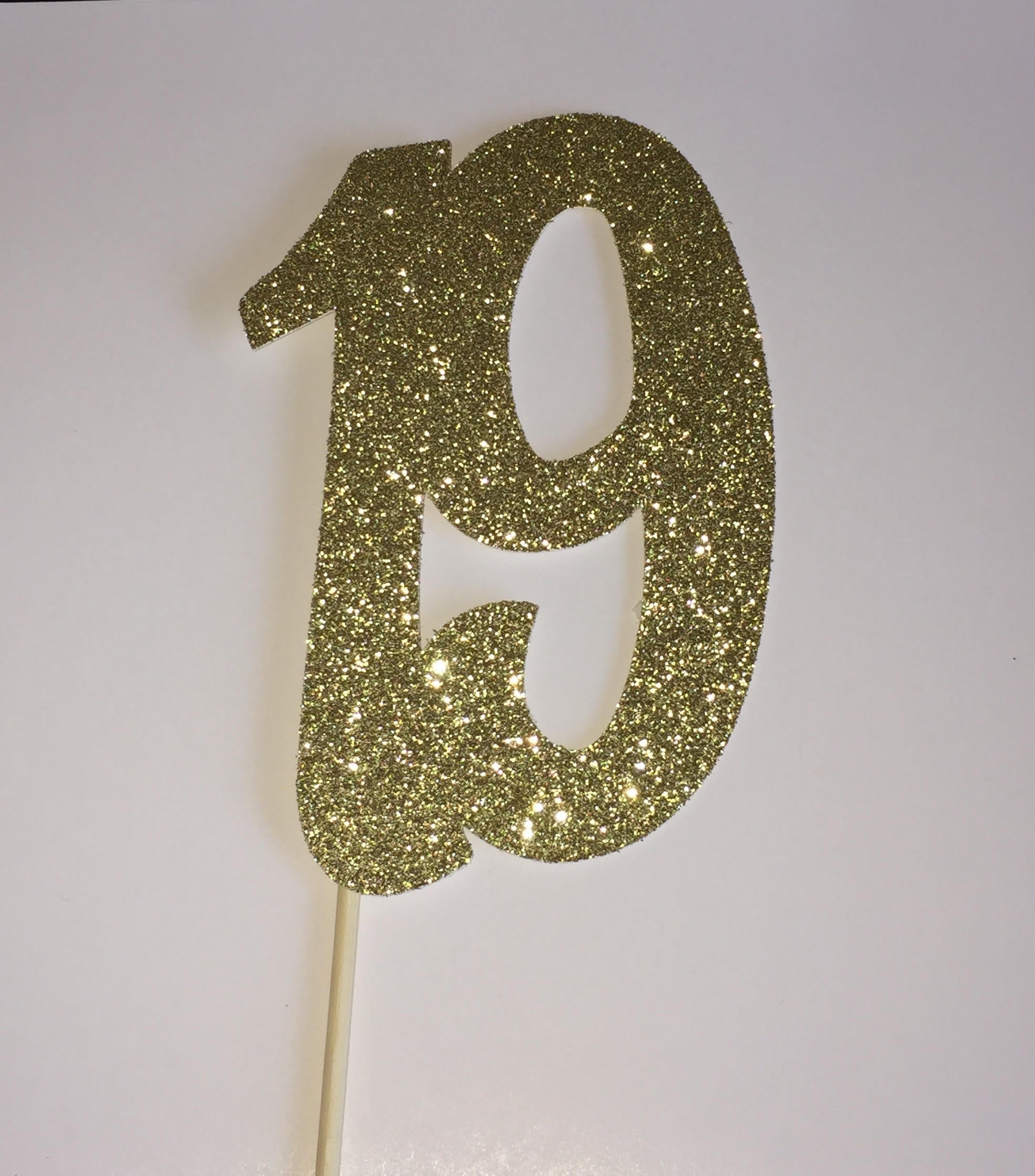 19 Cake Topper - Glitter Gold