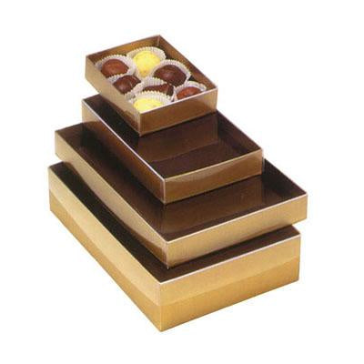 Gold Candy Box with No Insert, 2 LBs, 2 Piece Box with a Clear Lid and Gold Bottom
