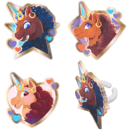 Unicorn Assortment Cupcake Rings - 12 Cupcake Rings