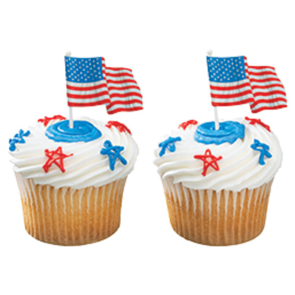 American Flag Paper Cupcake Picks - 12 Picks
