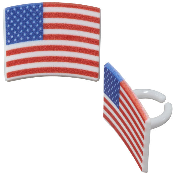 American Flag Cupcake Rings - 12 Rings