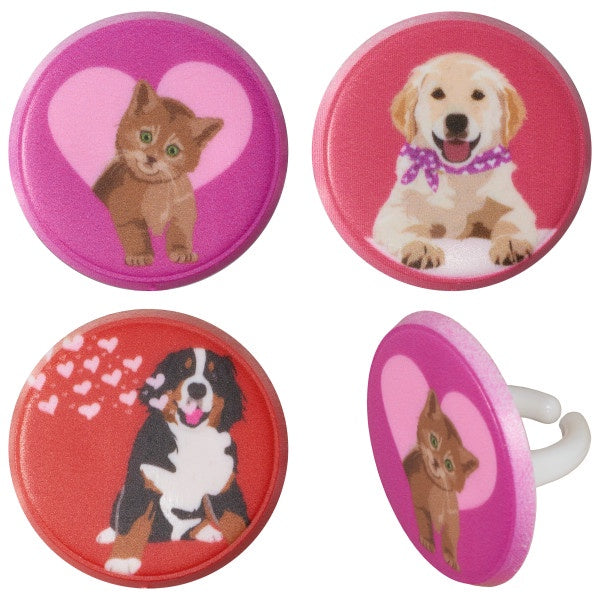 Animal Love Cupcake Rings - 12 Rings