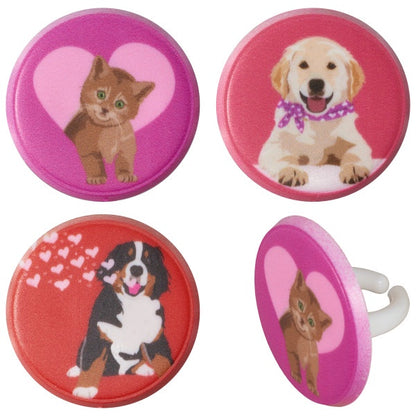 Animal Love Cupcake Rings - 12 Rings