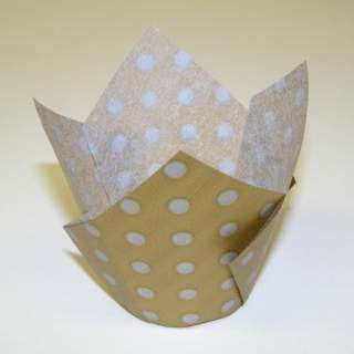 Gold with Silver Polka Dots Tulip Cup Cupcake Liners - 24 Tulip Cups
