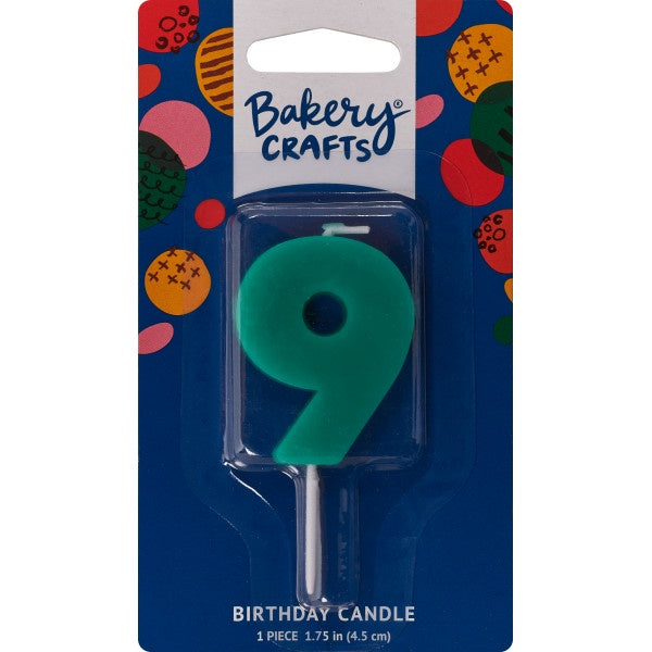 Mini Block Number Candle - 9 - Teal