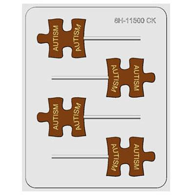 Autism Awareness Puzzle Piece Sucker Hard Candy Mold