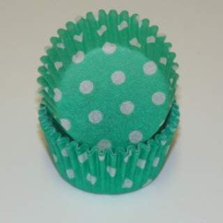 Green Polka Dots, Standard Size Bake Cups - 50ish Cupcake Liners