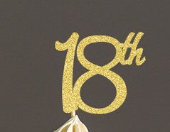 18th Birthday Cupcake Picks - Gold Glitter -10pc