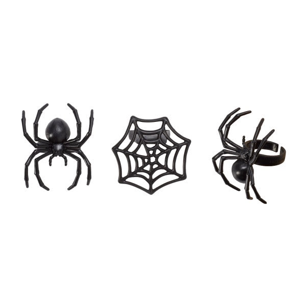 Ghoulish Spider and Web Cupcake Rings - 12 Rings