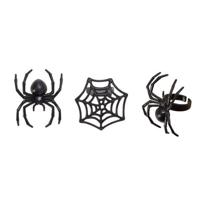 Ghoulish Spider and Web Cupcake Rings - 12 Rings