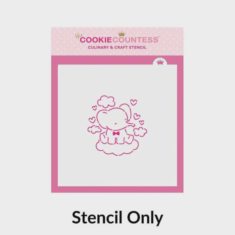 Baby Elephant with Hearts PYO Stencil