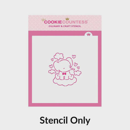 Baby Elephant with Hearts PYO Stencil