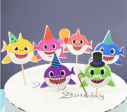 Baby Shark Cupcake Picks - 12 Per Package
