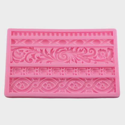 Baroque Border Silicone Mold, 5 Cavities