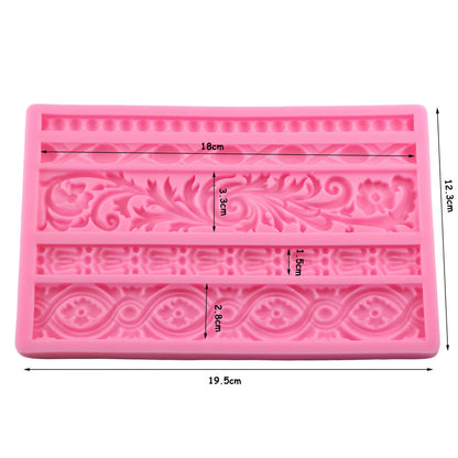 Baroque Border Silicone Mold, 5 Cavities