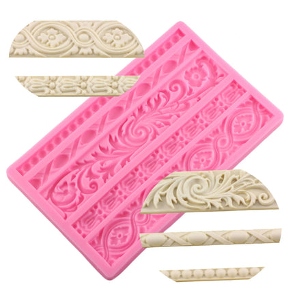 Baroque Border Silicone Mold, 5 Cavities