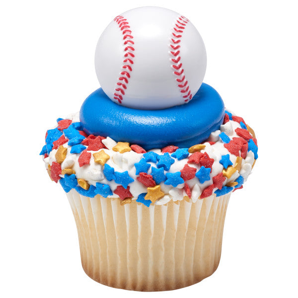 Baseball Cupcake Rings - 12 Cupcake Rings