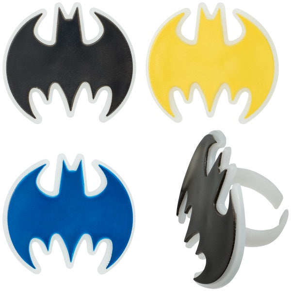 Batman Glow In the Dark Cupcake Rings - 12 Rings