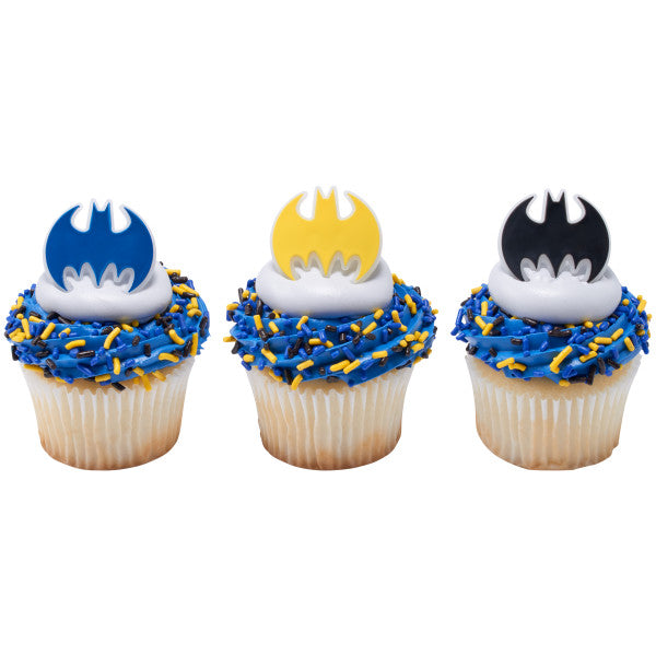 Batman Glow In the Dark Cupcake Rings - 12 Rings