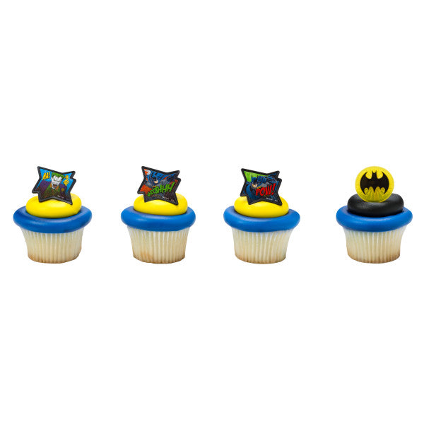 Batman Cupcake Rings - 12 Rings