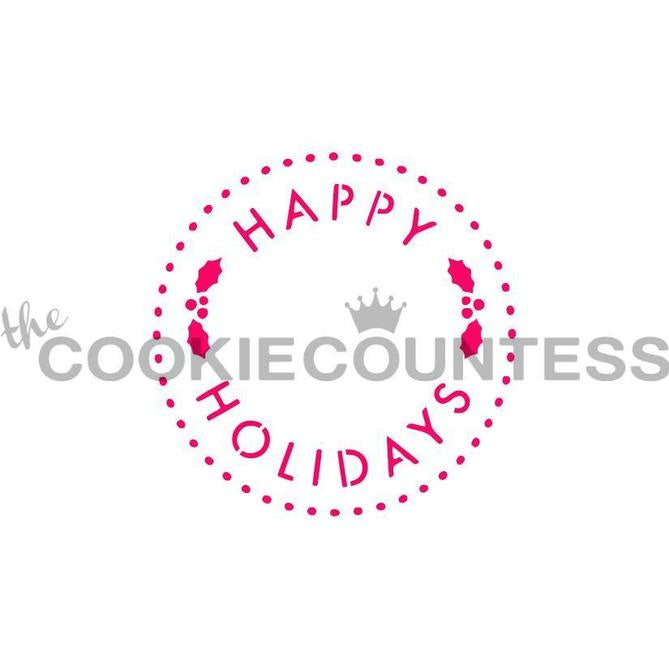 Happy Holidays Round Stencil