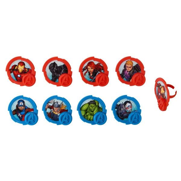 Avengers Heros Cupcake Rings - 12 Rings