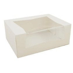 Pastry Box - Prefolded, White with Window - 9x7x3.5