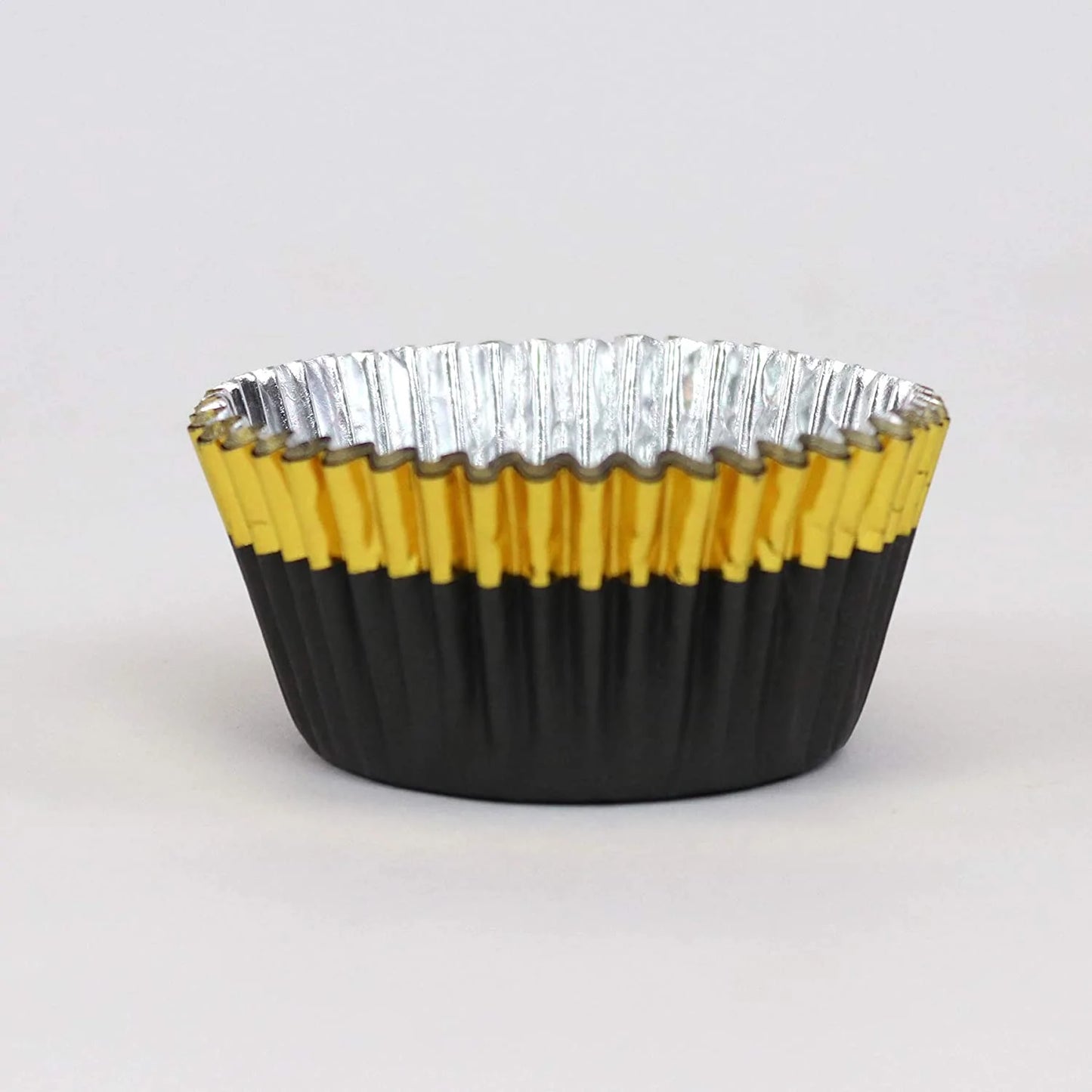 Black Foil Lined Cupcake Liners with Gold Trim - 30 Cupcake Liners