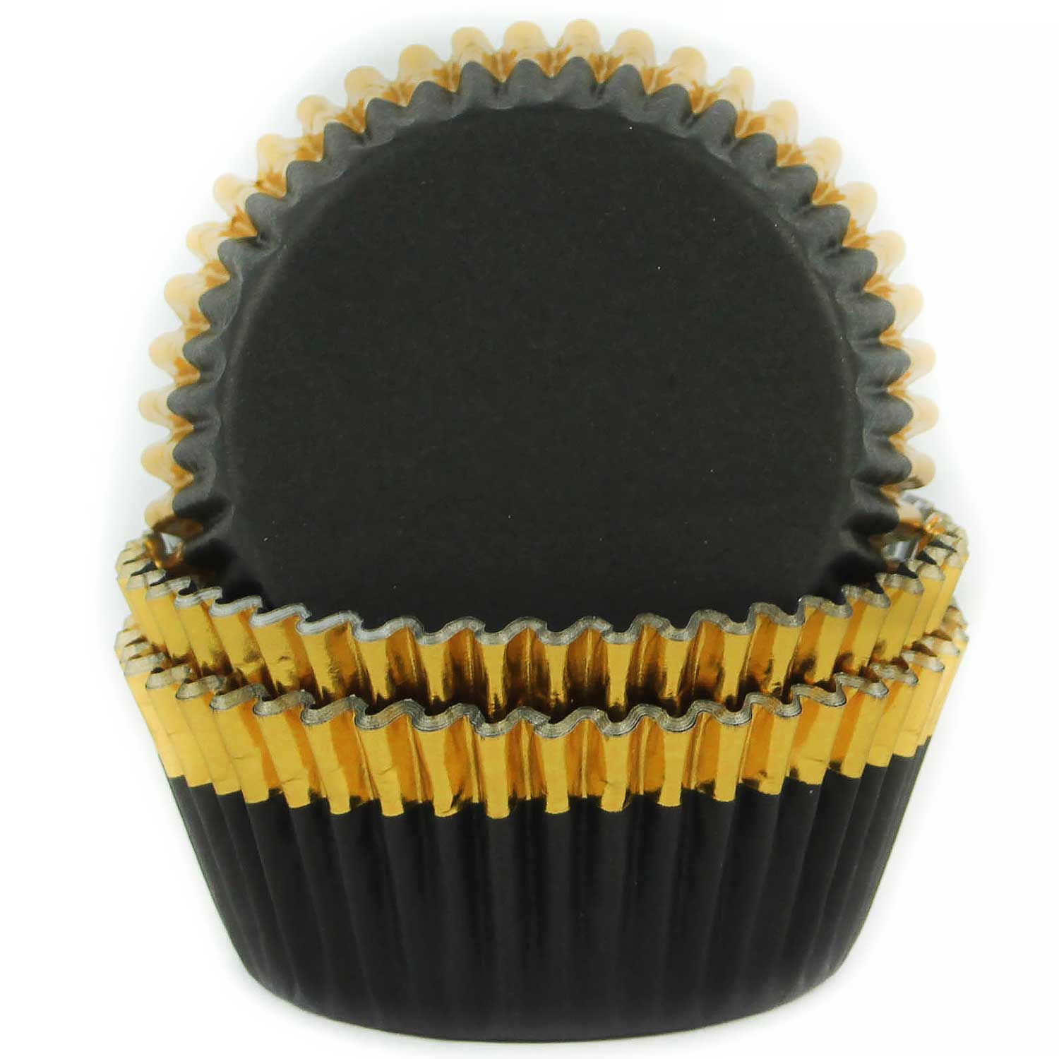 Black Foil Lined Cupcake Liners with Gold Trim - 30 Cupcake Liners