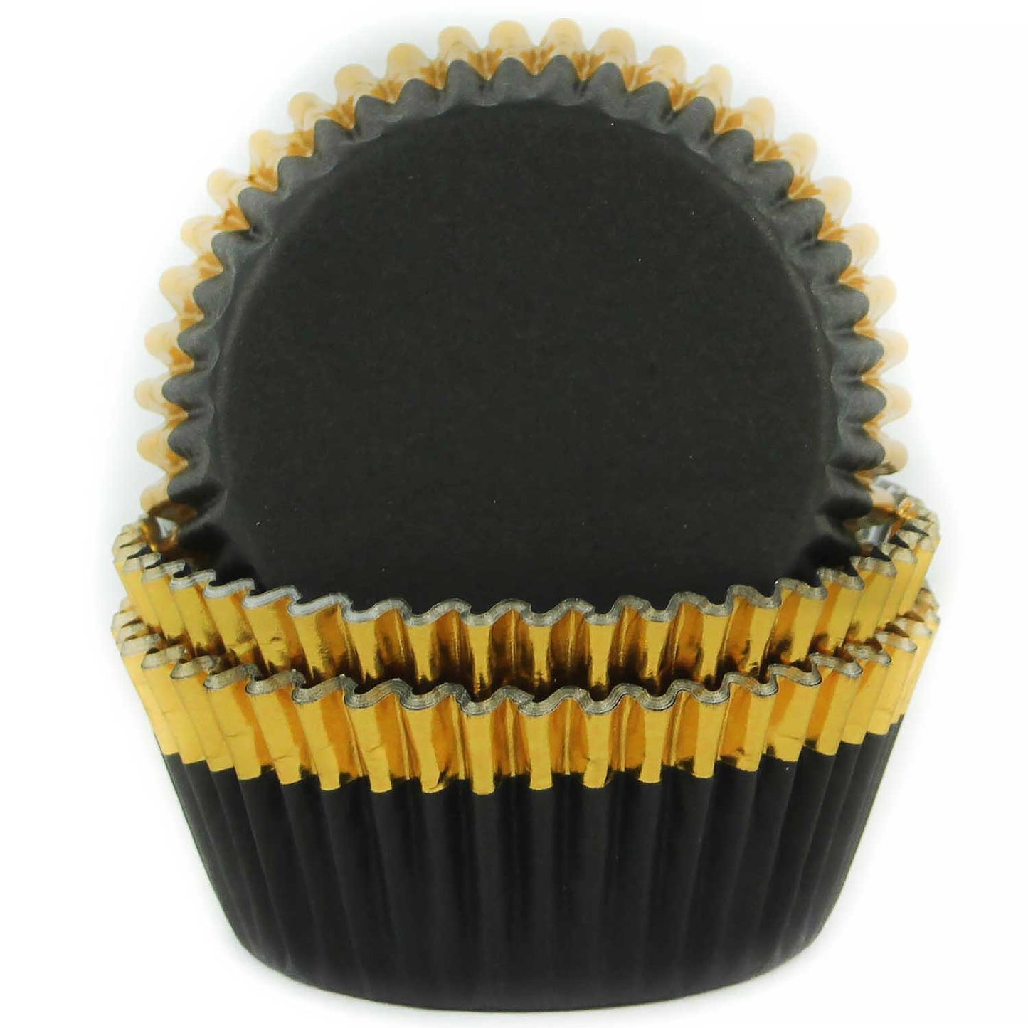 Black Foil Lined Cupcake Liners with Gold Trim - 30 Cupcake Liners