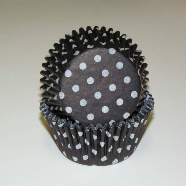 Black Polka Dot, Standard Size Bake Cups - 50ish Cupcake Liners