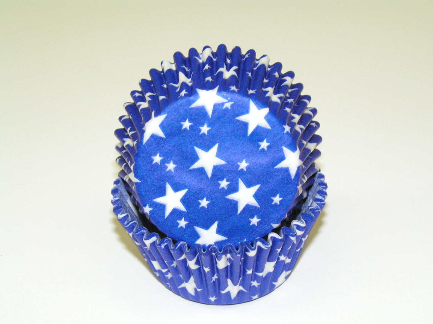 Blue with White Stars, Standard Size Bake Cups - 50ish Cupcake Liners